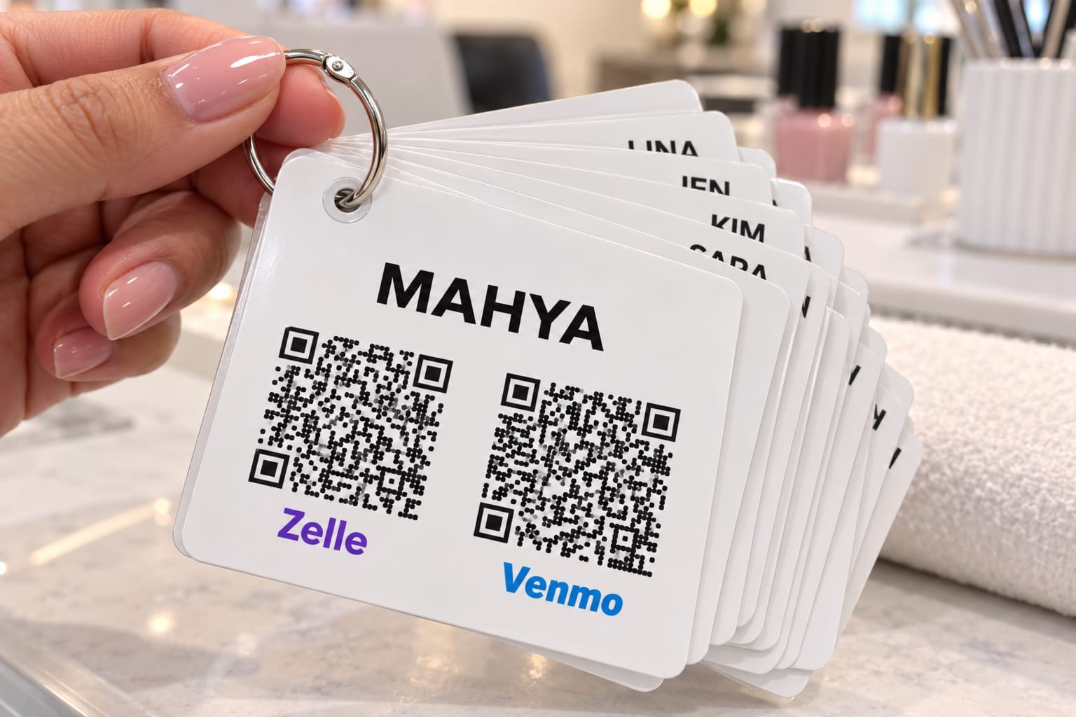 Custom payment QR keychain set
